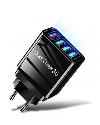 Адаптер Fast Charge 220v 4 Usb Чорний 194325