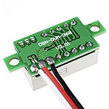 Цифровий вольтметр жовтий міні 0.28' Діапазон вимірювання 0-100 В, фото 4