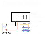Цифровий вольтметр синій міні 0.28' Діапазон вимірювання 0-100 В, фото 4