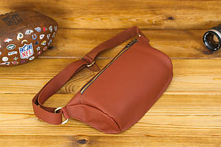 Шкіряна сумка Модель №56 міні, натуральна шкіра Grand, колір коричневий, відтінок Коньяк, фото 3