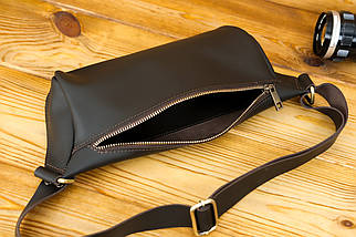 Шкіряна сумка Модель №56 міні, натуральна шкіра Grand, колір коричневий, відтінок Шоколад, фото 2