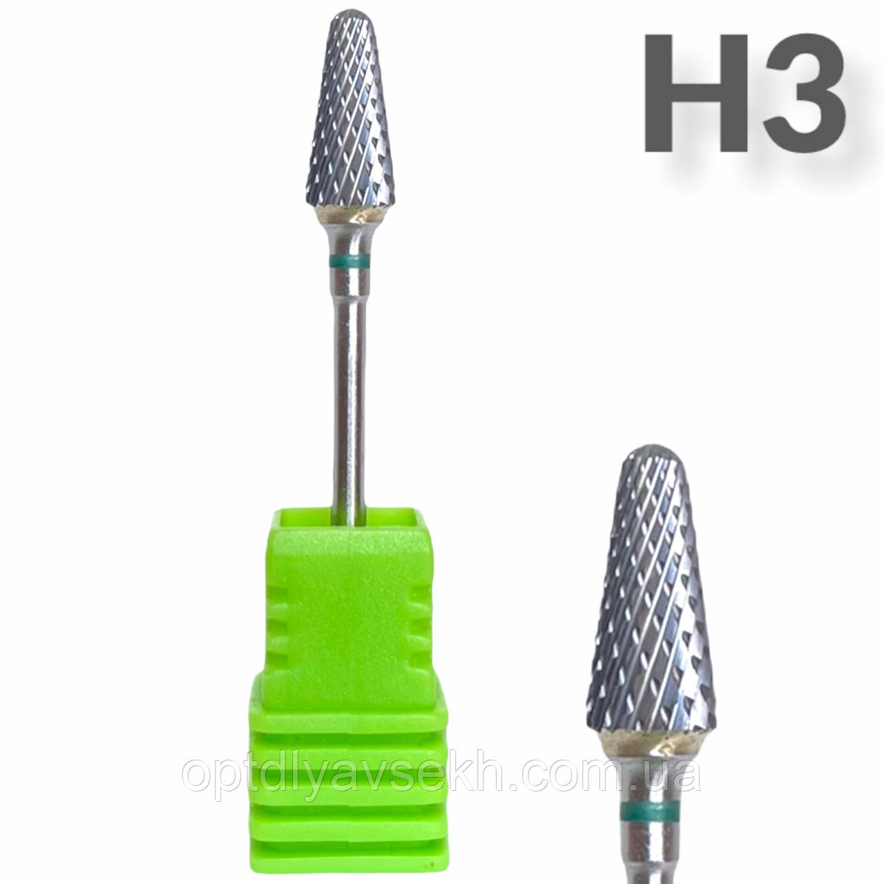 Насадка для фрезера твердосплавна (для манікюру і педикюру) Зелений H3
