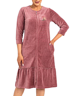 Женский Велюровый Халат на Молнии с Вышивкой Рукав 3/4 Турция — Купить ...