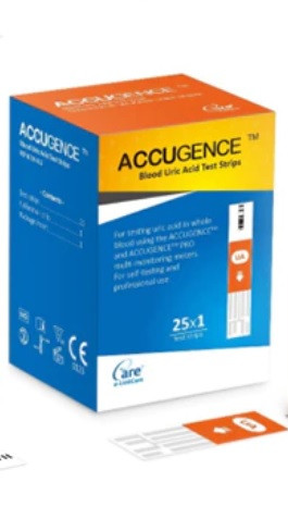 Тест-смужки для вимірювання рівня сечової кислоти в крові AccuGence 25 шт.