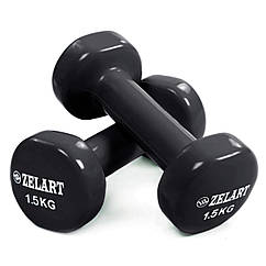 Гантелі вінілові Dumbbells Beauty 2x1,5 кг для фітнесу, аеробіки, тренувань (TA-5225-1.5)