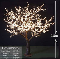 Уличное Светодиодное Дерево 2.5 *2.0 метров Цветок Белый Прозрачный