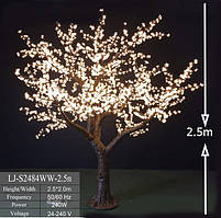 Вуличне Світлодіодне Дерево 2.5 * 2.0 метрів   Квітка Біла прозора  ( Світло Теплий Білий )