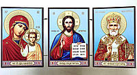 Триптих: «Господь Вседержитель», Святитель Николай, Казанская икона. Складень деревянный 58Х84
