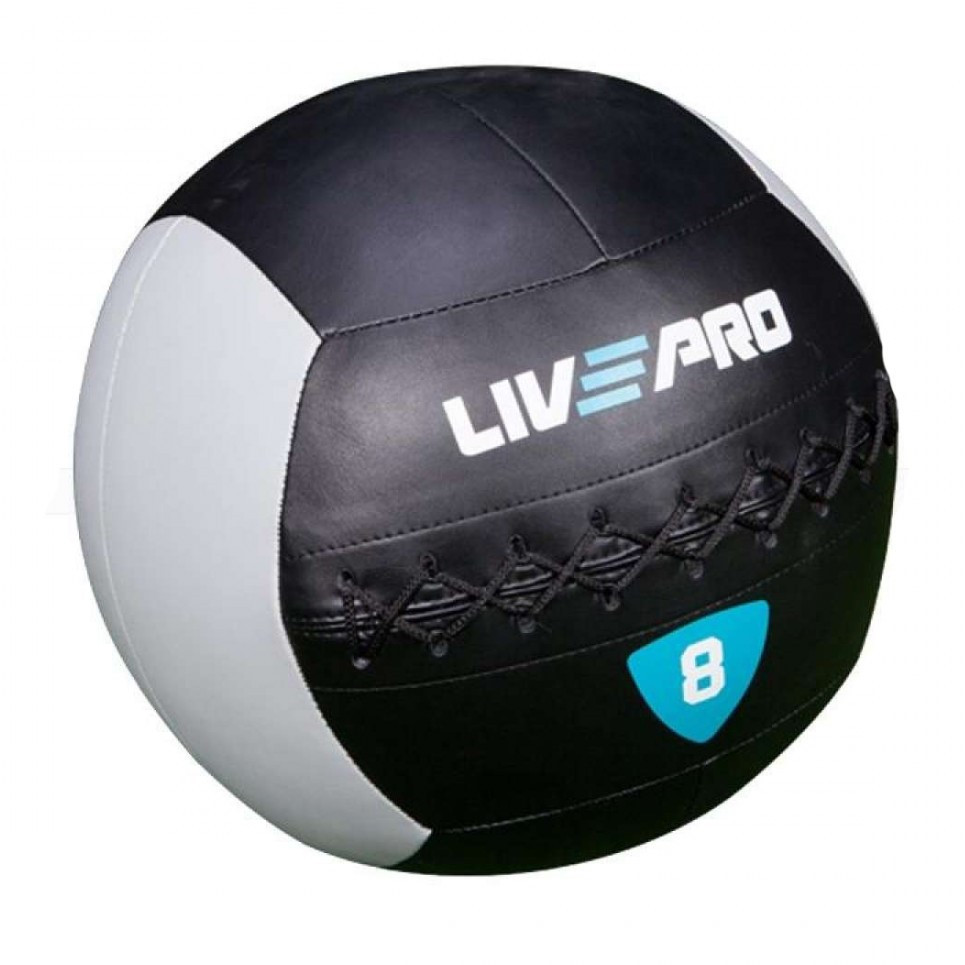 М'яч для кроссфита 8кг LivePro WALL BALL чорний/сірий
