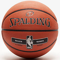 М'яч баскетбольний Spalding NBA Silver Series Outdoor розмір 5, 6, 7 гумовий для вулиці (3001592020017)
