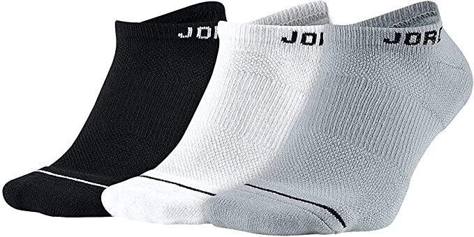Шкарпетки баскетбольні спортивні Nike Jordan Jumpman No Show 3-pack чорні-білі-сірі (SX5546-018)