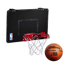 Міні-щит баскетбольний Wilson NBA Forge Team Mini Hoop 45,7х27,9 см з кільцем і сіткою (WTBA3001FRGNB)