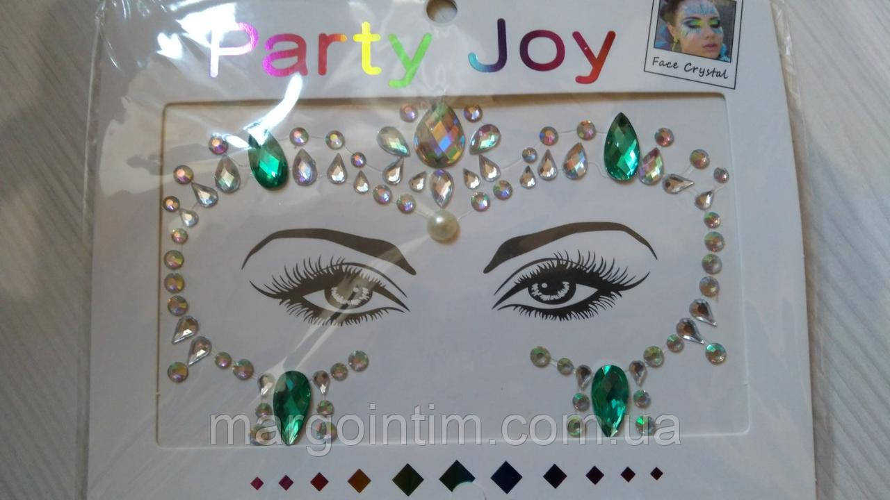Наклейки  / 3D кристали, стрази, білий та зелений  для обличчя Для вечірок і фотосесій, фото 1