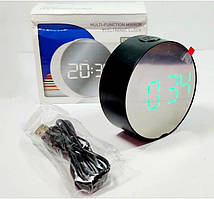 Годинник настільний електронний LED DT-6505 дзеркальний, зелене світіння.