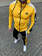 Спортивный костюм мужской желтый молодежный adidas, костюмы спортивные для прогулок с капюшоном Адидас