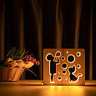 Світильник нічник з дерева LED "Хлопчик і бульбашки" з пультом і регулюванням світла, колір теплий білий, фото 2