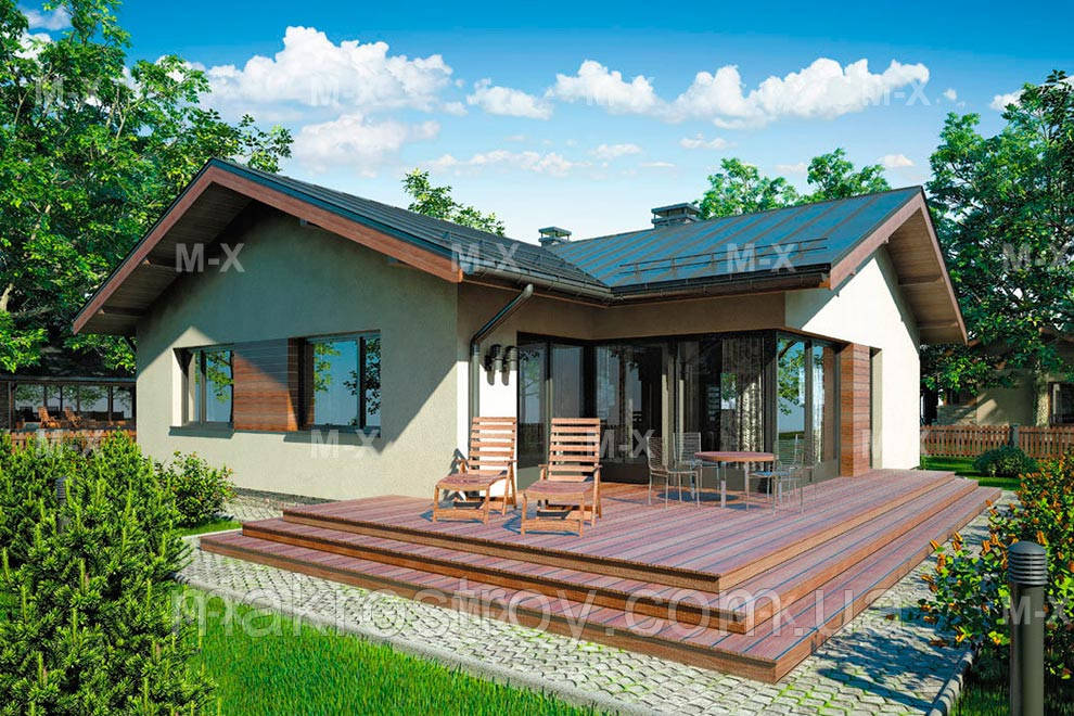 MS-008 — проєкт дачного дому з терасою, фото 1