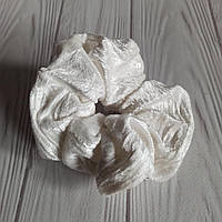 Резинка велюровая белая с паетками 10-11 см