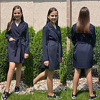 Шкільне плаття двобортне для дівчинки, синій, р-ри 30-40