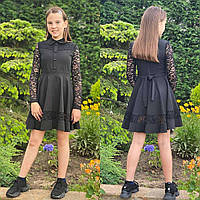 Шкільне плаття "Олена" для дівчинки, чорний, р-ри 30-40