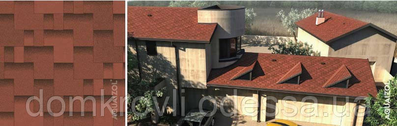 Бітумна черепиця Акваізол Акцент Стиглий гранат Гарантія 35 років