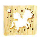 Світильник нічник з дерева LED "Чарівний єдиноріг" з пультом і регулюванням світла, колір теплий білий, фото 3