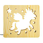 Світильник нічник з дерева LED "Чарівний єдиноріг" з пультом і регулюванням світла, колір теплий білий, фото 6