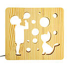 Світильник нічник з дерева LED "Хлопчик і бульбашки" з пультом і регулюванням світла, колір теплий білий, фото 6