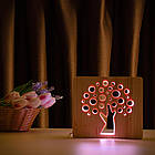 Світильник- нічник ArtEco Light з дерева LED "Діровець" з пультом і регулюванням кольору, RGB, фото 7