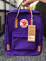 Рюкзак Fjallraven Purple Kanken Bag Mini 8 литров Топ качество фиолетовый с радужными ручками