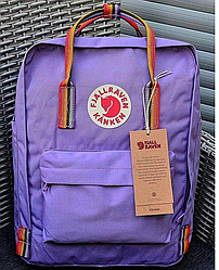 Рюкзак Fjallraven Light Purple Kanken Bag Mini 8 літрів Топ якість бузковий райдужними ручками