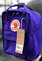 Рюкзак Fjallraven Purple Kanken Bag Mini 8 литров Топ качество фиолетовый с фиолетовой ручкой