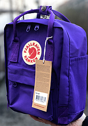 Рюкзак Fjallraven Purple Kanken Bag Mini 8 літрів Топ якість фіолетовий з фіолетовою ручкою