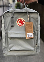 Рюкзак Fjallraven Light Grey Kanken Bag Mini 8 літрів Топ якість світло-сірий з сірою ручкою