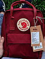 Рюкзак Fjallraven Dark Red Kanken Bag Mini 8 литров Топ качество бордовый с бордовой ручкой