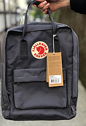 Рюкзак Fjallraven dark grey Kanken Bag Mini 8 літрів Топ якість темно-сірий з сірою ручкою