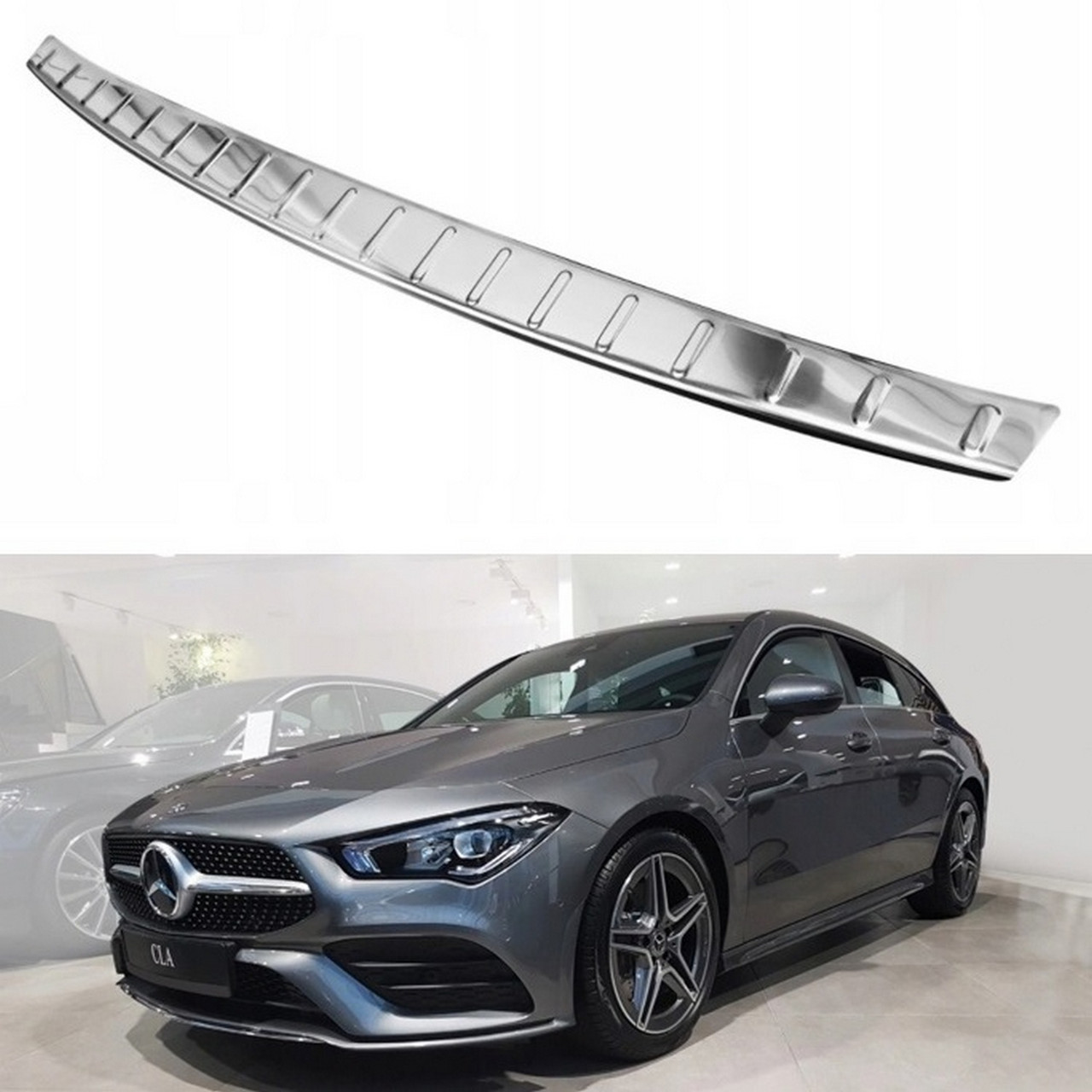 Захисна накладка на задній бампер для Mercedes CLA II Shooting Brake (X118) 2019+ /нерж.сталь/