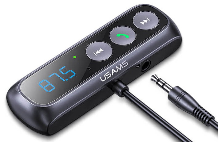 Аудиоадаптер Bluetooth автомобільний USAMS US-SJ503 з дисплеєм BT5.0, чорний