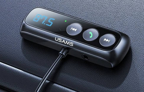 Аудиоадаптер Bluetooth автомобільний USAMS US-SJ503 з дисплеєм BT5.0, чорний, фото 3