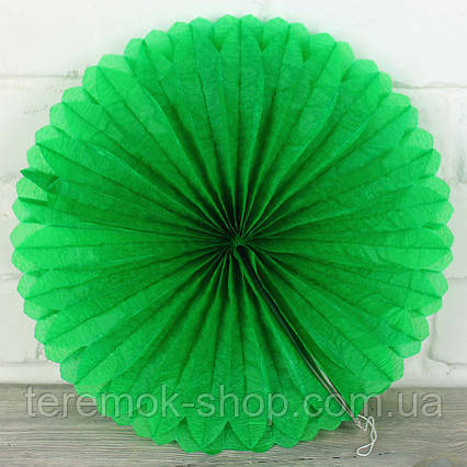 Віяло гармошка з папірусного паперу для декору ЗЕЛЕНИЙ діаметр 30 см