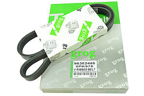 Ремінь генератора Lanos 1.4-1.5 з ГУР, струмковий (5PК975) GROG