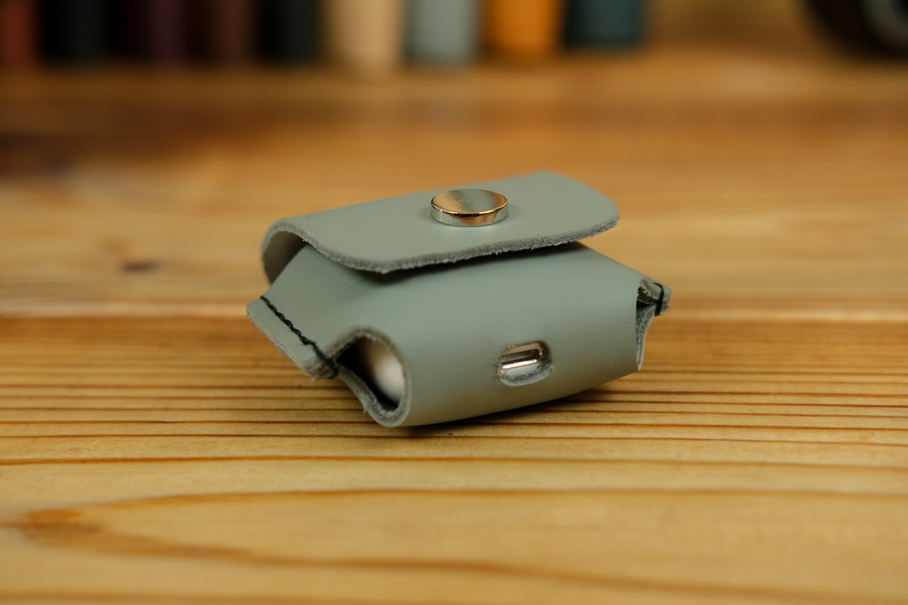 Чохол для навушників Apple AirPods 1 / AirPods 2, натуральна шкіра, колір сірий
