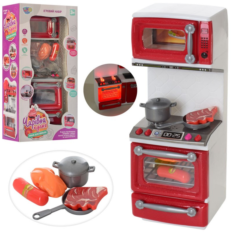 Іграшкова меблі 66081, кухня, плита 29-11-7 см, продукти, звук, світло, фото 1