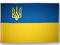 Флаг Украины , прапор України, с гербом , габардин , 100×68 см ( с карманом на древко)