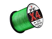 Плетёний шнур BearKing PE X4 0.12 #0.6 10LB (300 метров) цвет Green