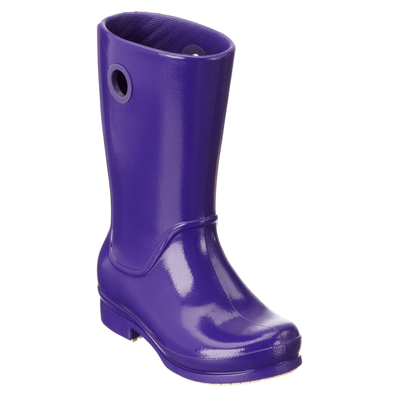 Сапоги резиновые для девочки Кроксы глянцевые / Crocs Girls Wellie Patent Rain Boot (12470), Фиолетовые 26
