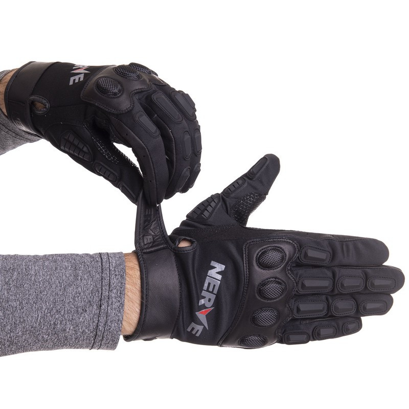 Перчатки для мотоцикла NERVE черные KQ1056, L: Gsport - фото 4 - id-p1456350180