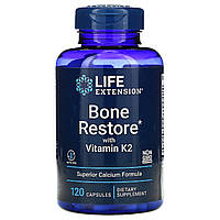 Відновлення Кісток + К2, Bone Restore with Vitamin K2 Life Extension, 120 Капсул