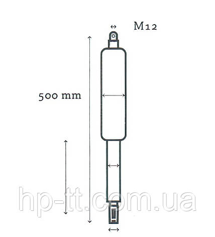 Газовий амортизатор TYPE 10/22 500 мм шток 220 мм 600 N М8 Ø 12 мм HP-trailer 202732, фото 3