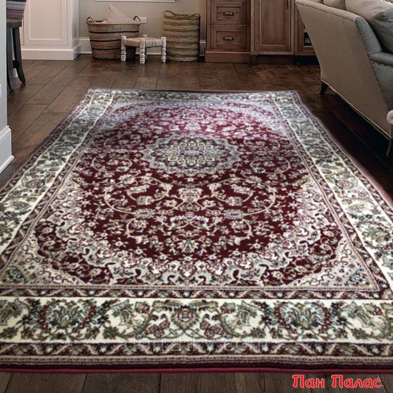160х230 Lotos 1555/210 килим бордовий, класичний, виробник Karat Carpet Україна
